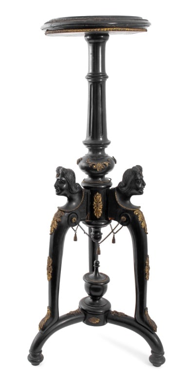 Neo-Grec Gilt Metal Mounted Ebonized Plant Stand (1 of 6)