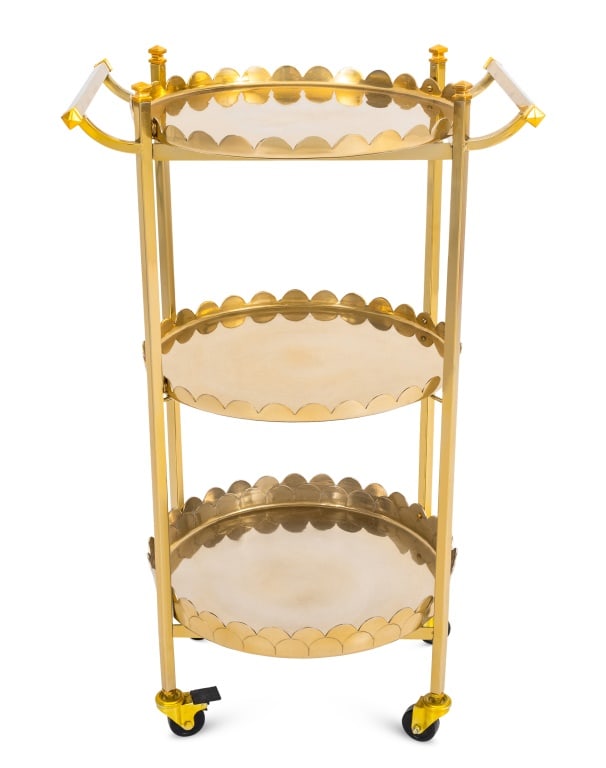 Hollywood Regency Style 3-Tier Brass Bar Cart (1 of 5)