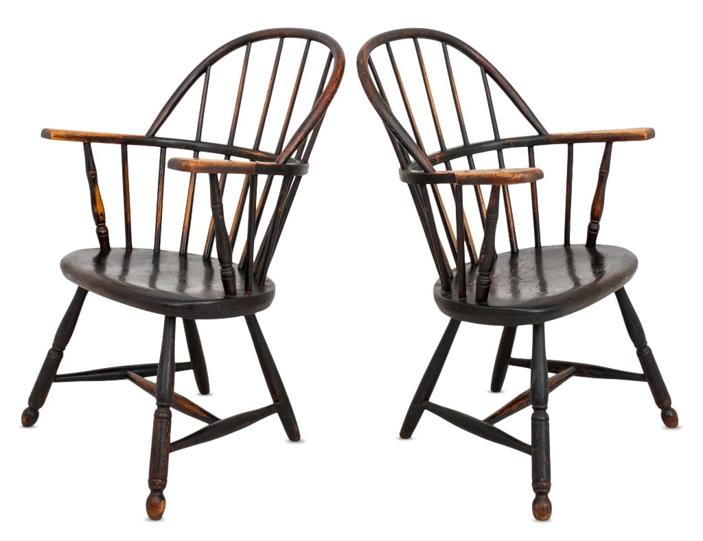 Oak Sack Back Windsor Armchairs, Pair (1 of 7)