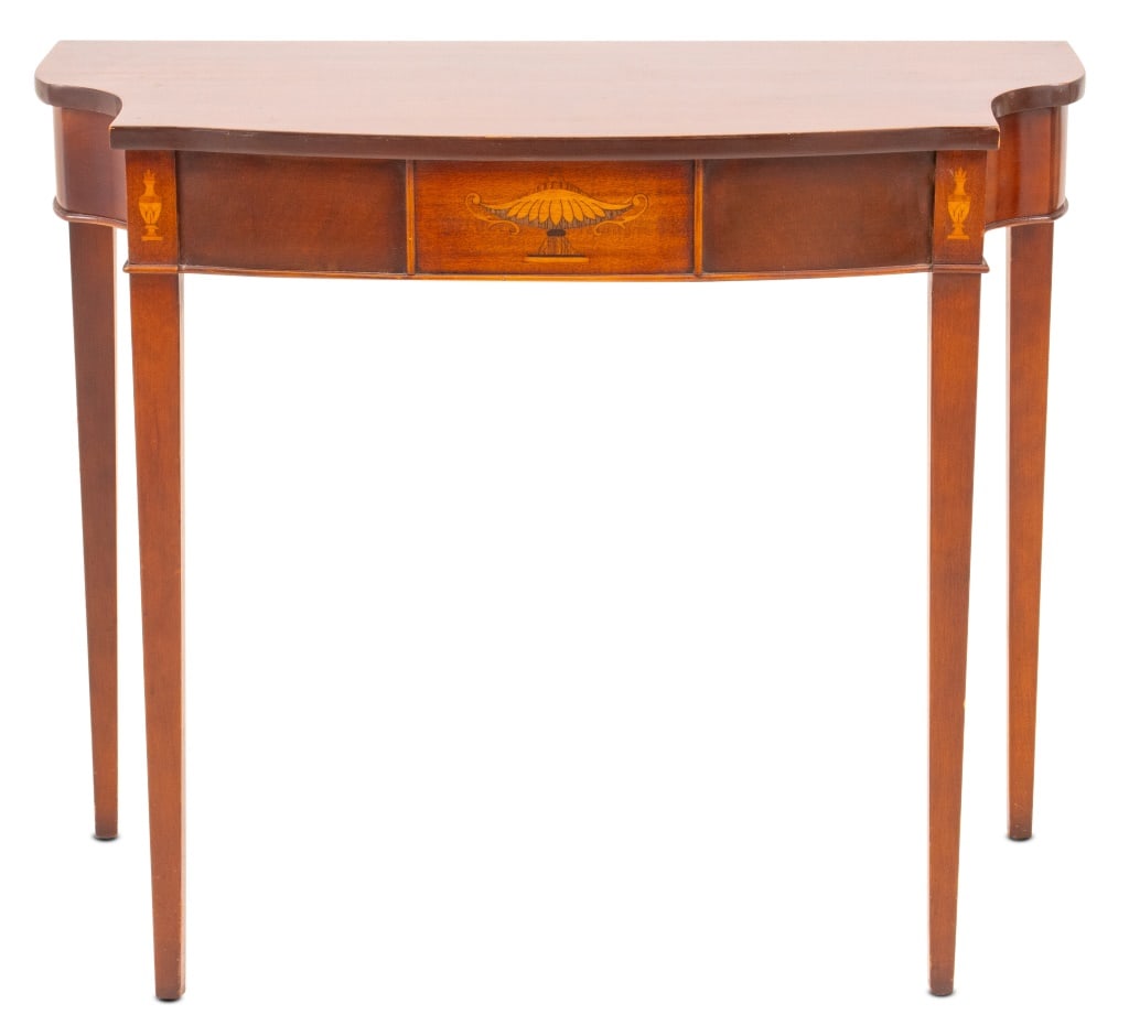 George III Style Mahogany Marquetry Console Table (1 of 6)