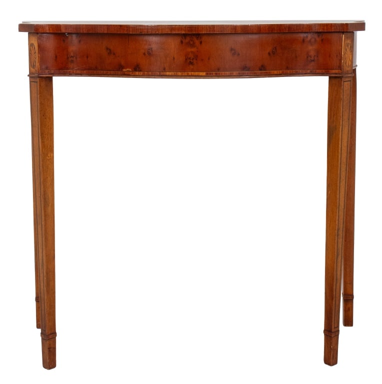 George III Style Yew Serpentine Console Table (1 of 9)