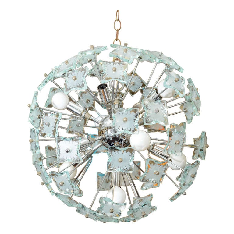 Mid-Century Modern Sputnik Glass Flower Chandelier (1 of 6)