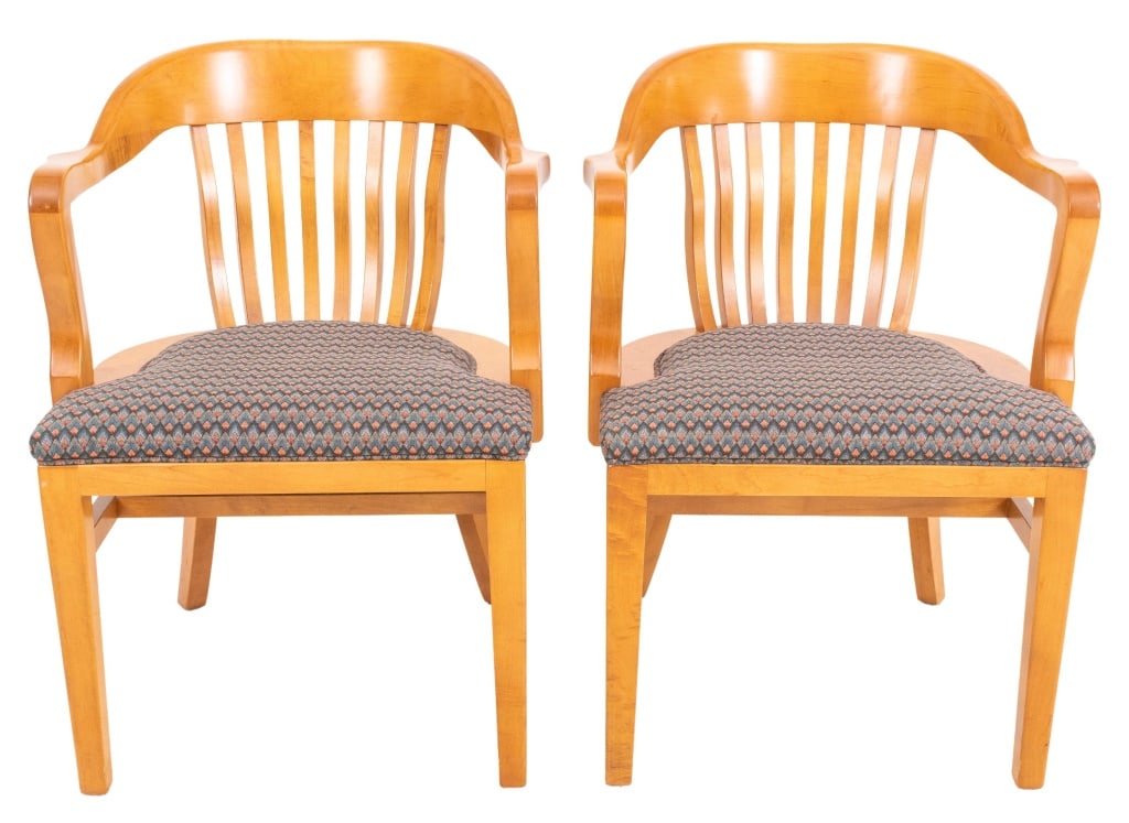 Ash Wood Banker's Chairs, Pair (1 of 9)