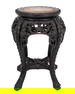 Chinese Marble Inset Carved Wood Side Table