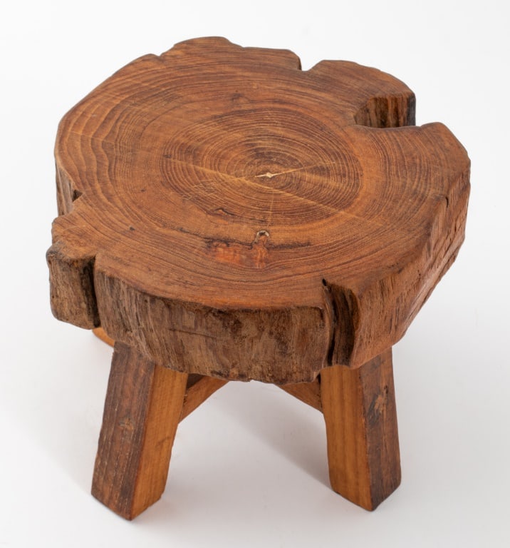 Rustic Live Edge Wood Footstool (1 of 6)