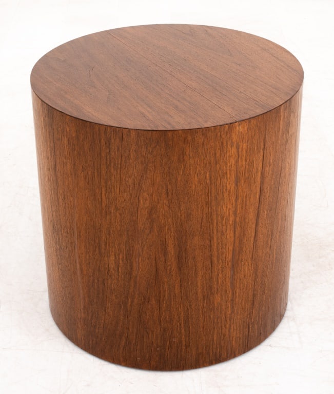 Mid-Century Modern Teak Cylindrical Accent Table (1 of 4)