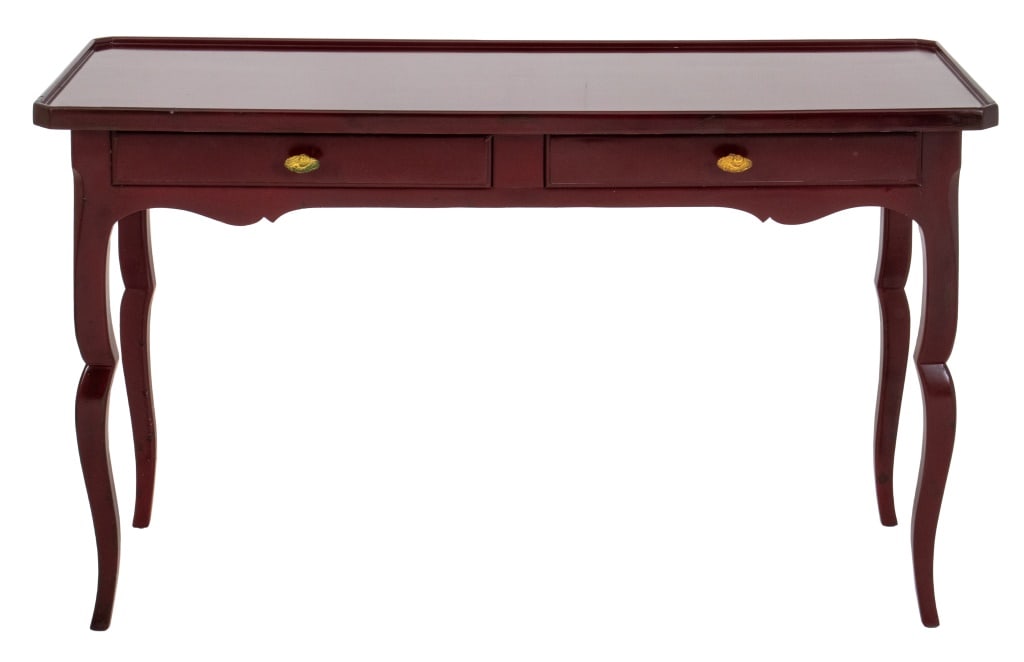 Queen Anne Style Red Lacquered Sofa Table (1 of 8)