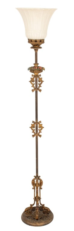 Art Deco Enameled Brass Floor Lamp, 1920s (1 of 9)