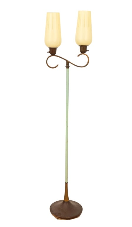 Art Deco Style Brass & Patinated Metal Floor Lamp (1 of 4)