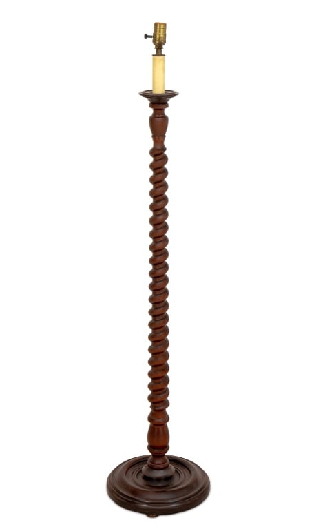 English Mahogany Barley Twist Floor Lamp (1 of 5)