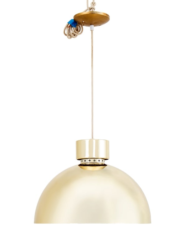 Modern Lightolier Gold Tone Metal Dome Chandelier (1 of 4)