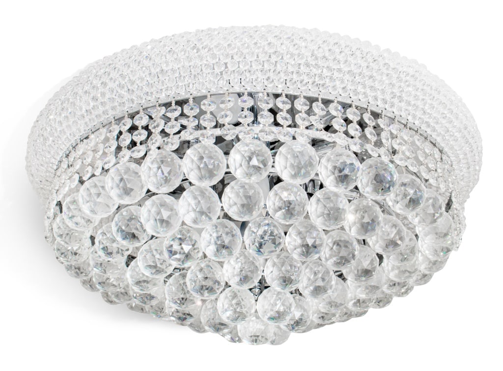 Hollywood Regency Crystal Ceiling Mount Chandelier (1 of 6)