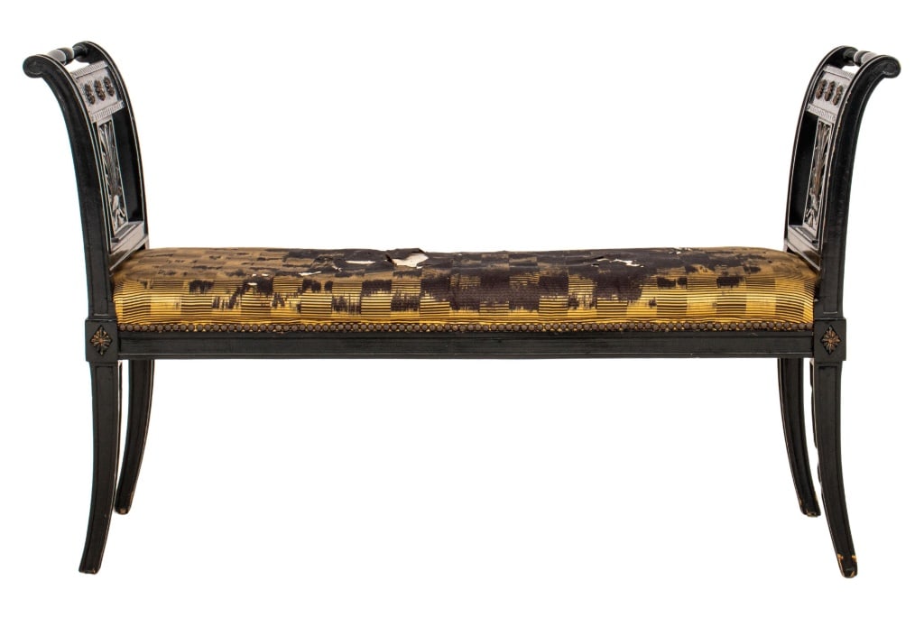 Directoire Style Ebonized Wood Bench (1 of 11)