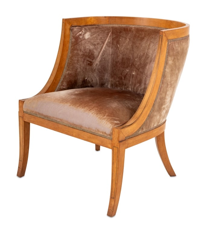 Empire Style Velvet Covered Tub Chair (1 of 4)