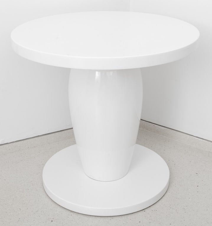 Modern White Lacquered Circular Side Table (1 of 4)