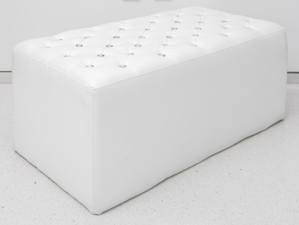 Modern White Faux Leather Ottoman Bench (1 of 6)