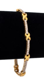 14K Yellow Gold Diamond X & Bar Motif Bracelet