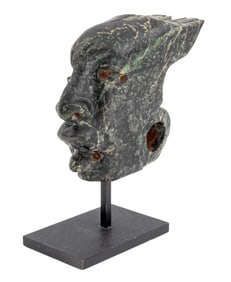 Pre-Columbian Carved Stone Head Sculpture