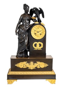Charles X Patinated Bronze "Hebe" Clock, ca. 1830