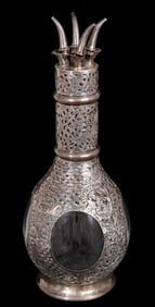 Chinese Silver Mounted Four Chamber Decanter