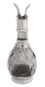 Chinese Sterling Mounted Four Chamber Decanter