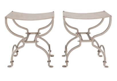 Maison Jansen Neoclassical Style Stools, Pair
