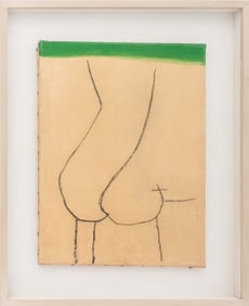 Roger Hilton Abstract Nude Mixed Media on Canvas