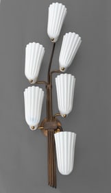 Murano Style Brass Six-Light Wall Sconce