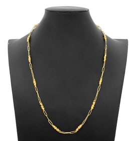 14K Yellow Gold Link Nugget Chain Necklace