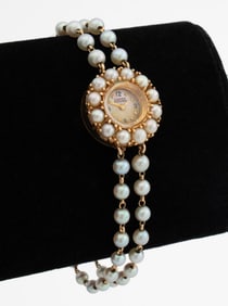 Lucien Piccard 14K Yellow Gold Pearl Dress Watch