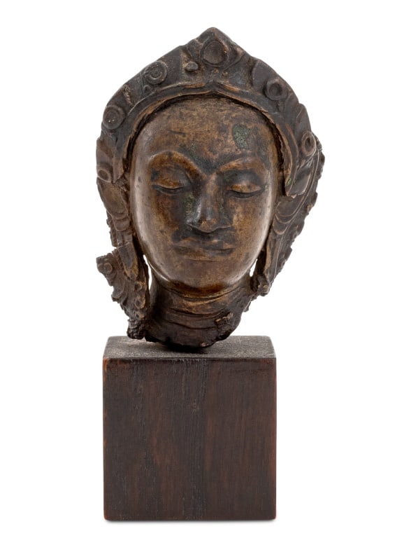 Thai Bronze Head of Buddha with Headdress (1 of 5)