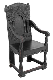 Charles II Carved Oak Armchair