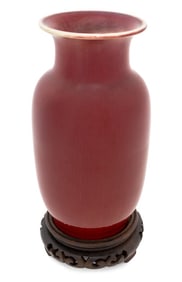 Chinese Red Flambe Porcelain Rouleau Vase
