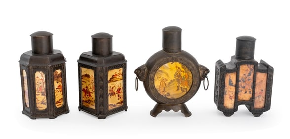 Chinese Pewter Tea Caddies, 4