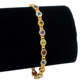 14K Yellow Gold Multi-Colored Gemstone Bracelet