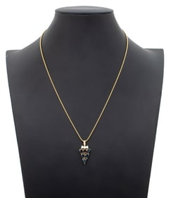 Italian 14K Gold Diamond Topaz Pendant Necklace