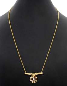 14K Yellow Gold Diamond Pendant Necklace