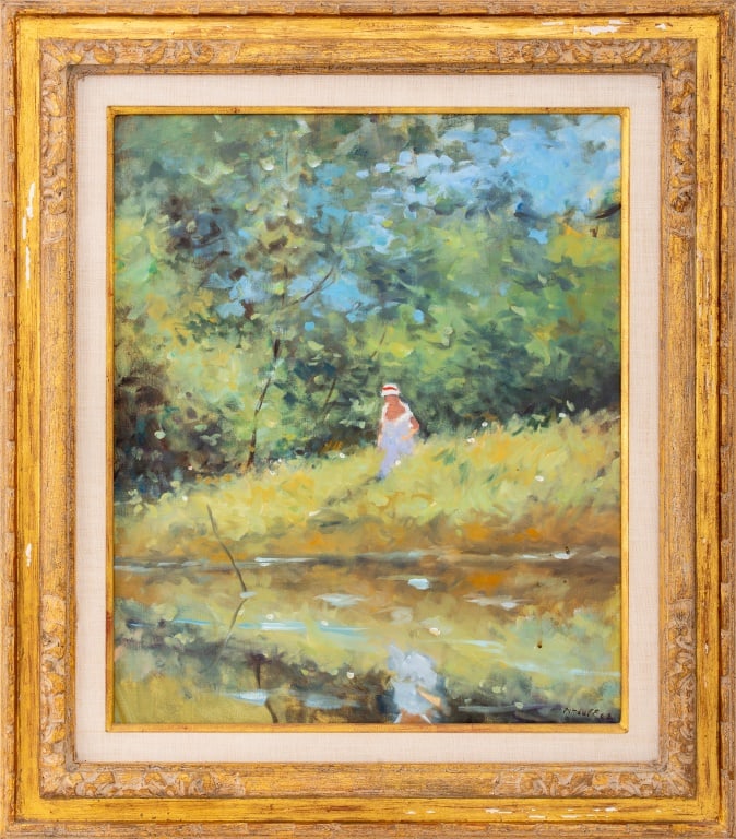 Frederick McDuff Woman by Pond Oil on Canvas (1 of 12)