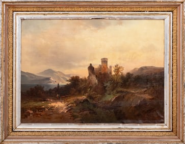 Manner of Nicolai Von Astudin Rhineland Castle Oil