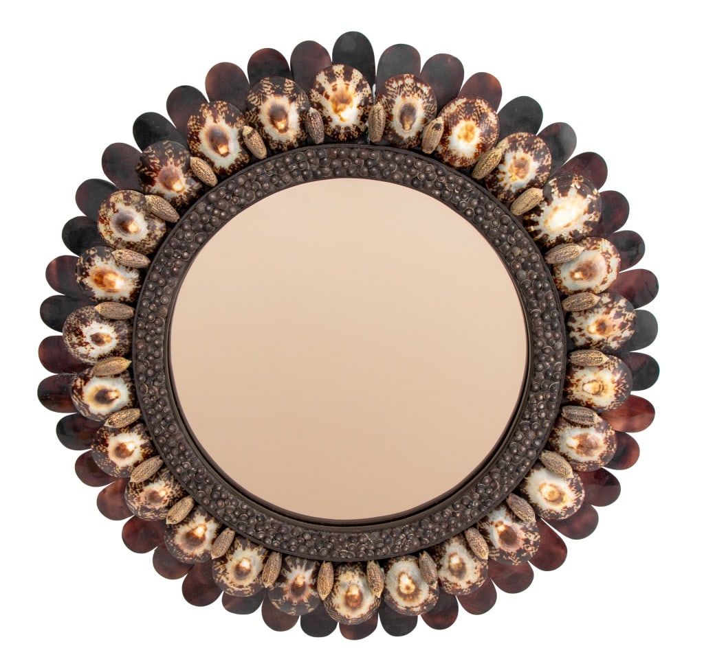 Shell Encrusted Modern Circular Mirror (1 of 4)
