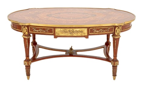 Louis XVI Style Gilt Metal Kingwood Coffee Table