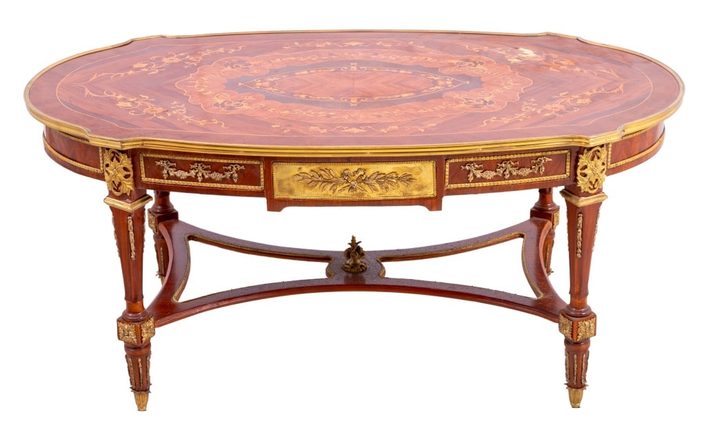 Louis XVI Style Gilt Metal Kingwood Coffee Table (1 of 4)