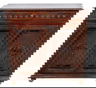 Dutch 17th Century Style Carved Oak Buffet