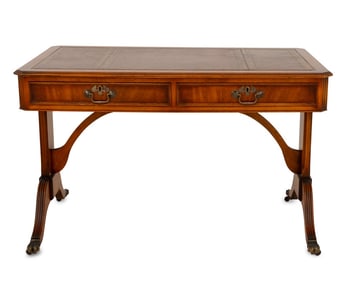 Regency Style Mahogany Leather Top Library Table