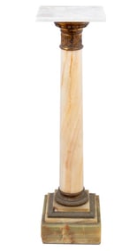 French Gilt Metal Mounted Alabaster Pedestal