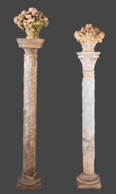 Carved White Marble Pedestals, 2