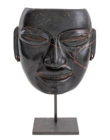 Mayan Pre-Columbian Style Black Stone Mask