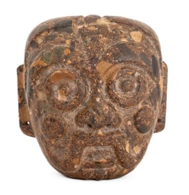 Mayan Pre-Columbian Style Carved Stone Deity Mask