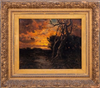 Illegibly Signed Landscape Oil on Canvas Board