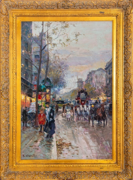 Jacques Deveau Parisian Street Scene Oil on Canvas (1 of 7)